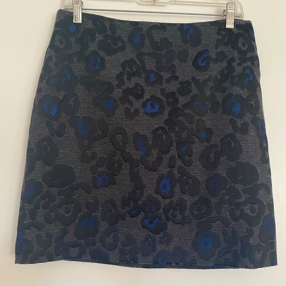 Ann Taylor Black and Blue Patterned Mini Skirt
